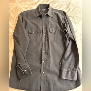 J. Mueser Black Denim Shirt. Snap buttons